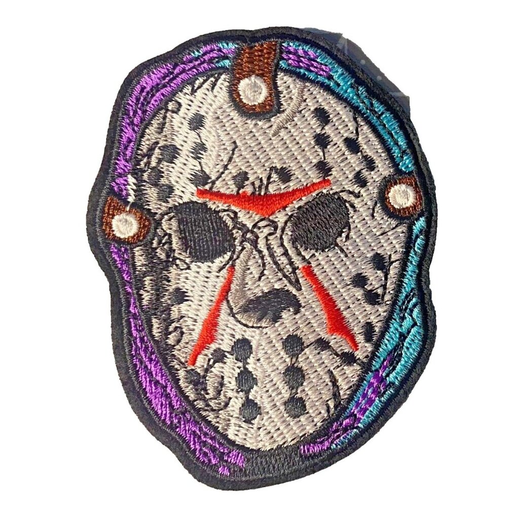 Jason Horror Hockey Mask 3x2.5" Embroidered Iron-on Patch